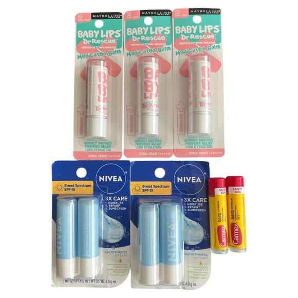 Lot 7 Nivea/Maybelline + FREE Carmex Lip Floss - Picture 1 of 5